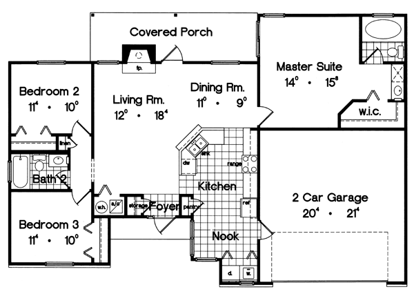 Country Farmhouse One-Story Traditional Level One of Plan 63180