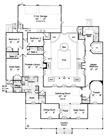 House Plan 63184 First Level Plan
