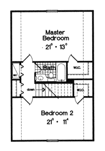 Colonial Country Farmhouse Narrow Lot Traditional Level Two of Plan 63195