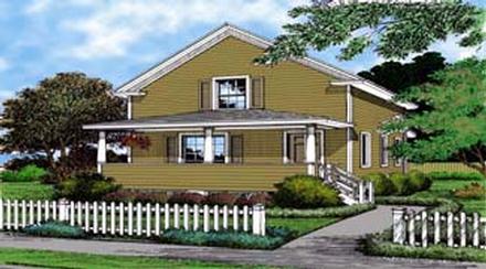 Colonial Country Farmhouse Narrow Lot Traditional Elevation of Plan 63195