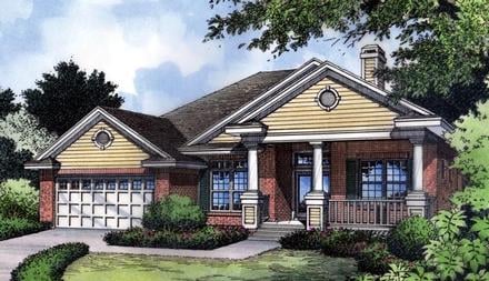 Country Craftsman Florida Narrow Lot One-Story Traditional Elevation of Plan 63199