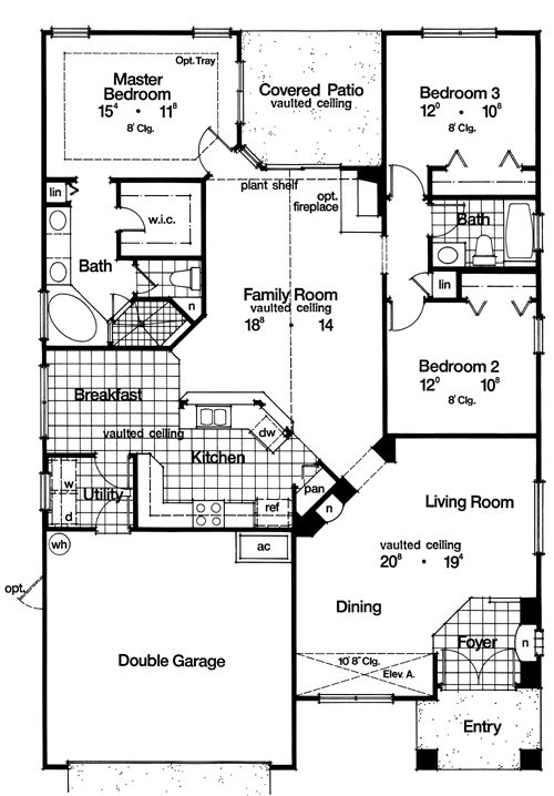 Contemporary Florida Mediterranean Narrow Lot One-Story Level One of Plan 63204