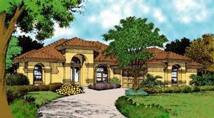 Contemporary Florida Mediterranean One-Story Elevation of Plan 63207