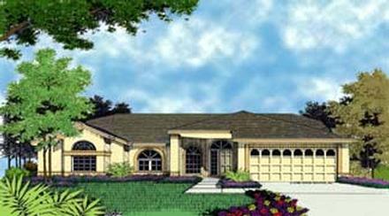 Contemporary Florida One-Story Elevation of Plan 63209
