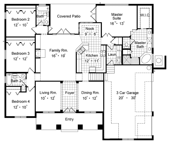 Colonial Contemporary Mediterranean Level One of Plan 63216