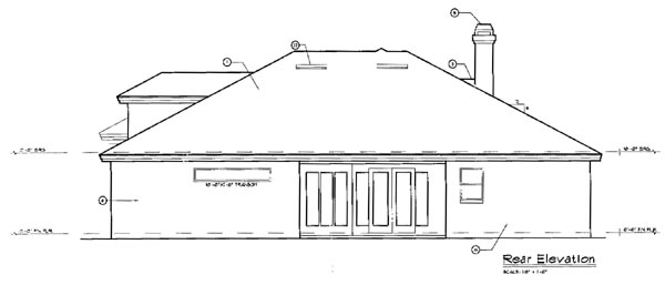 Colonial Contemporary Mediterranean Rear Elevation of Plan 63216