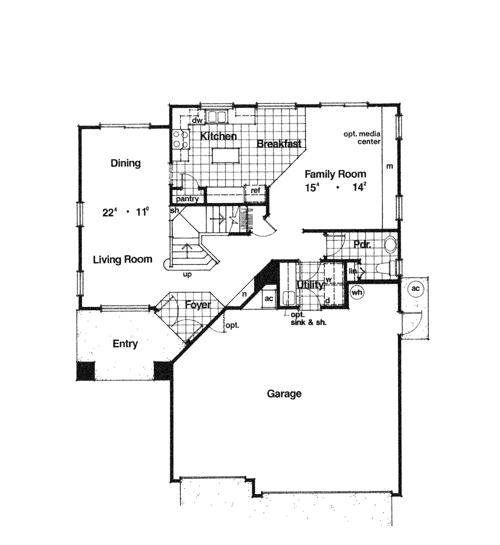 Contemporary Florida Mediterranean Narrow Lot Level One of Plan 63224