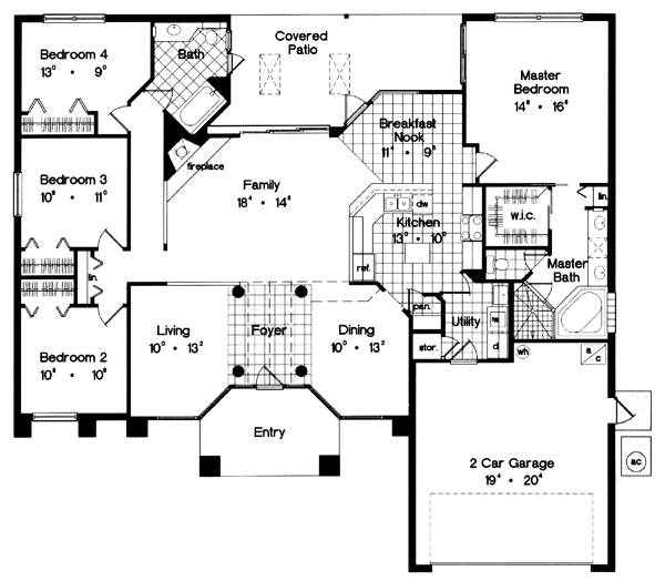 Contemporary Florida Mediterranean One-Story Level One of Plan 63231