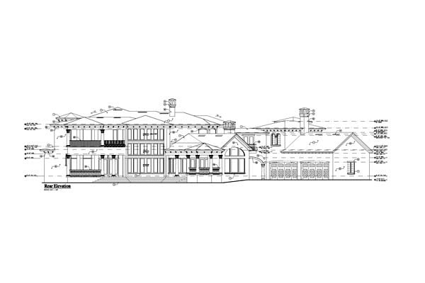 European Mediterranean Tuscan Rear Elevation of Plan 63232