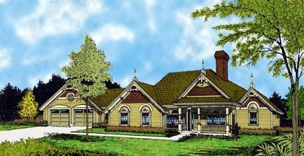 Country Farmhouse One-Story Traditional Victorian Elevation of Plan 63233