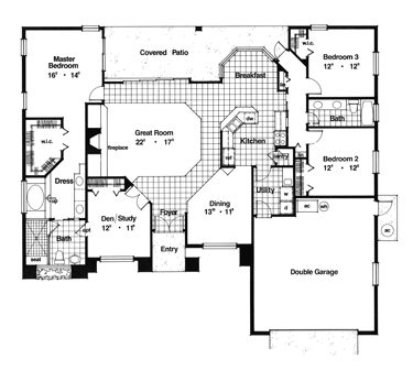 Contemporary Florida Mediterranean One-Story Level One of Plan 63236