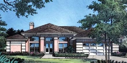 Contemporary Florida Mediterranean One-Story Elevation of Plan 63236
