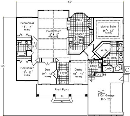 House Plan 63237 First Level Plan