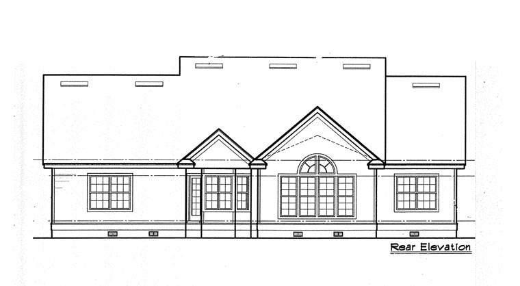 Colonial Country Craftsman Rear Elevation of Plan 63237