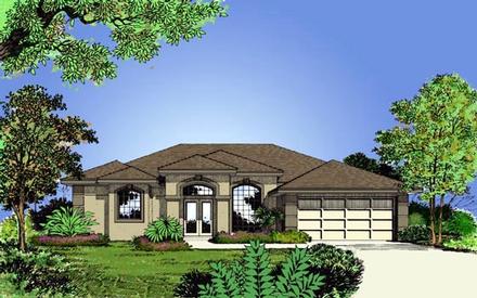 Contemporary Florida Mediterranean One-Story Elevation of Plan 63238