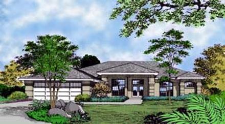 Contemporary Florida Mediterranean One-Story Elevation of Plan 63239