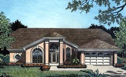 Contemporary Florida Mediterranean One-Story Elevation of Plan 63245