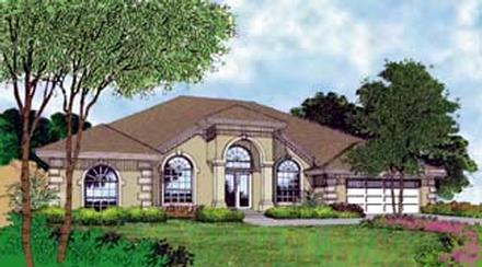 Contemporary Florida Mediterranean One-Story Elevation of Plan 63247