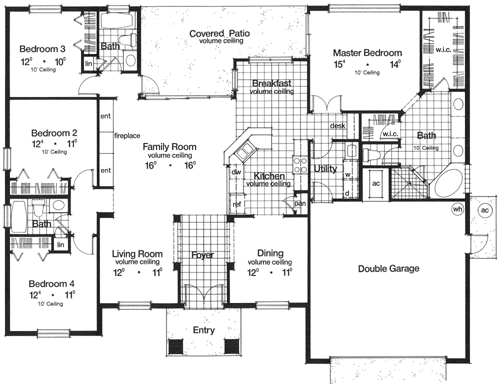 Florida One-Story Level One of Plan 63248