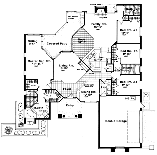 Contemporary Florida Mediterranean One-Story Level One of Plan 63249