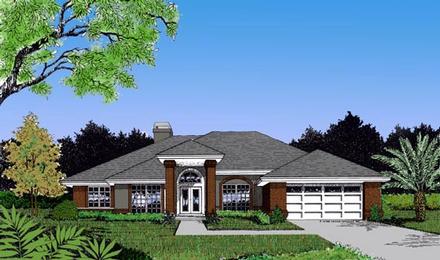 Contemporary Florida Mediterranean One-Story Elevation of Plan 63251