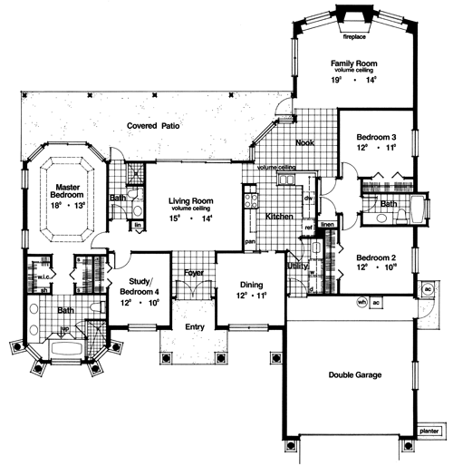 Contemporary Florida Mediterranean One-Story Level One of Plan 63253