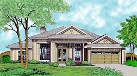Contemporary Florida Mediterranean One-Story Elevation of Plan 63254