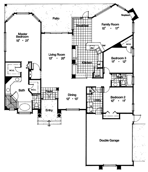 Contemporary Florida Mediterranean One-Story Level One of Plan 63257