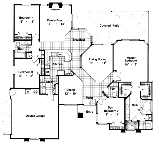 Contemporary Florida Mediterranean One-Story Level One of Plan 63258