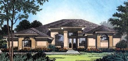 Contemporary Florida Mediterranean One-Story Elevation of Plan 63258