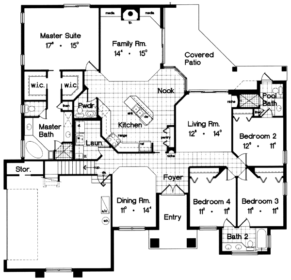 Contemporary Florida Mediterranean One-Story Level One of Plan 63261