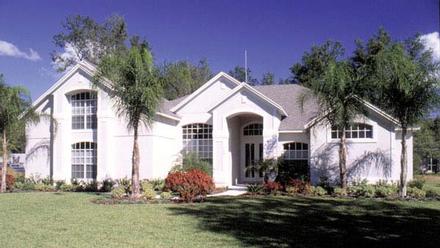 Contemporary Florida Mediterranean One-Story Elevation of Plan 63261