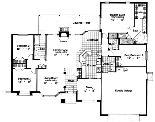 Contemporary Florida Mediterranean One-Story Level One of Plan 63263