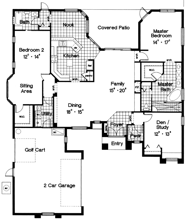 Contemporary Florida Mediterranean One-Story Level One of Plan 63265