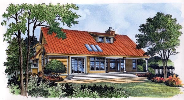 Craftsman One-Story Rear Elevation of Plan 63266