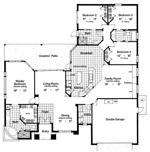 Contemporary Florida Mediterranean One-Story Level One of Plan 63270