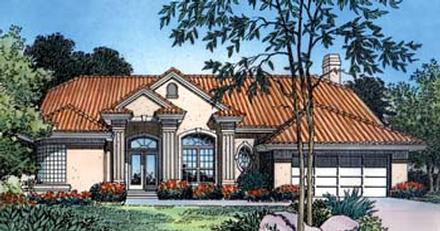 Contemporary Florida Mediterranean One-Story Elevation of Plan 63270