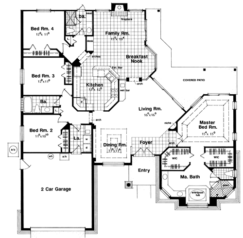 Contemporary Florida Mediterranean One-Story Level One of Plan 63272