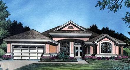 Contemporary Florida Mediterranean One-Story Elevation of Plan 63272