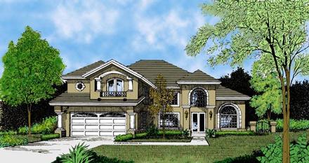 Contemporary Florida Mediterranean One-Story Elevation of Plan 63273