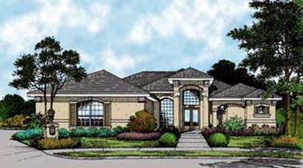 Contemporary Florida Mediterranean One-Story Elevation of Plan 63274