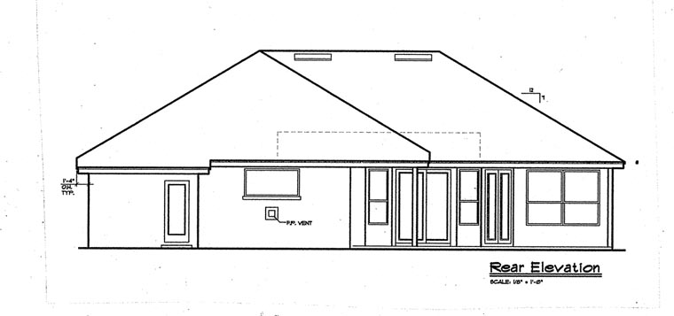 Contemporary Florida Mediterranean Rear Elevation of Plan 63275