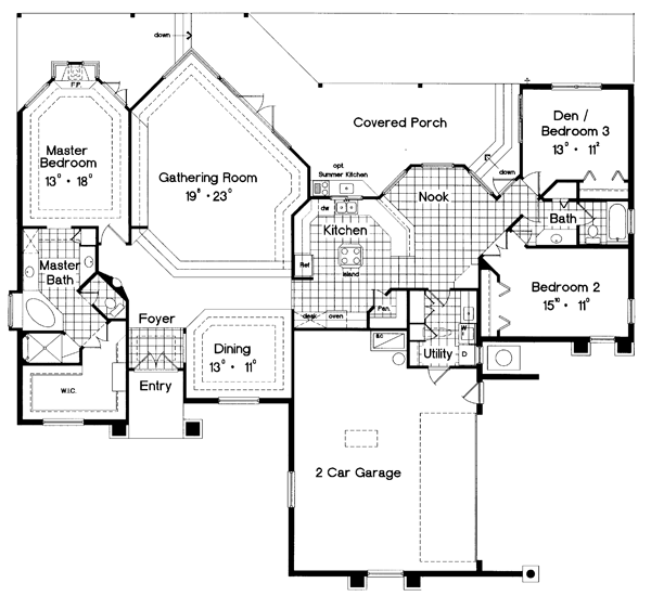 Contemporary Florida Mediterranean One-Story Level One of Plan 63277