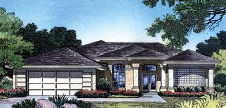 Contemporary Florida Mediterranean One-Story Elevation of Plan 63278