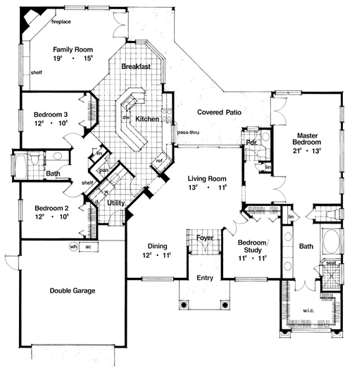 Contemporary Florida Mediterranean One-Story Level One of Plan 63279