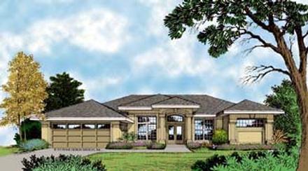 Contemporary Florida Mediterranean One-Story Elevation of Plan 63279