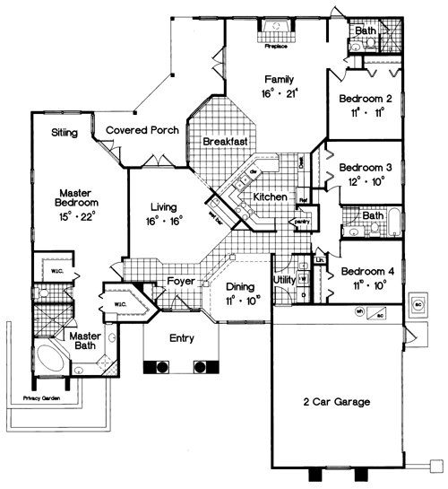 Contemporary Farmhouse Mediterranean One-Story Level One of Plan 63280