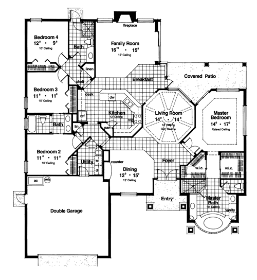 Contemporary Florida Mediterranean One-Story Level One of Plan 63281