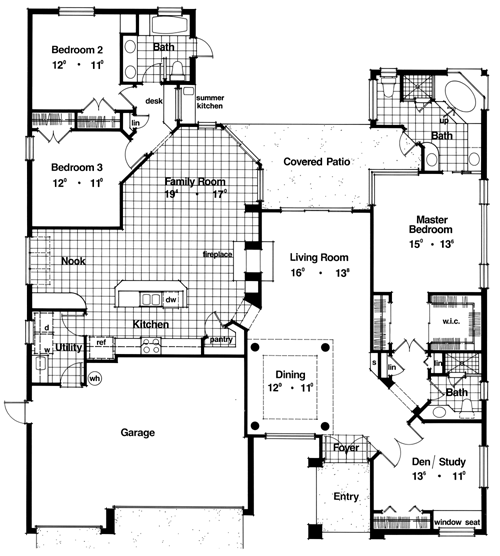 Contemporary Florida Mediterranean One-Story Level One of Plan 63285