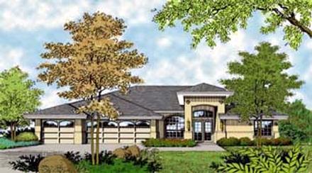 Contemporary Florida Mediterranean One-Story Elevation of Plan 63285